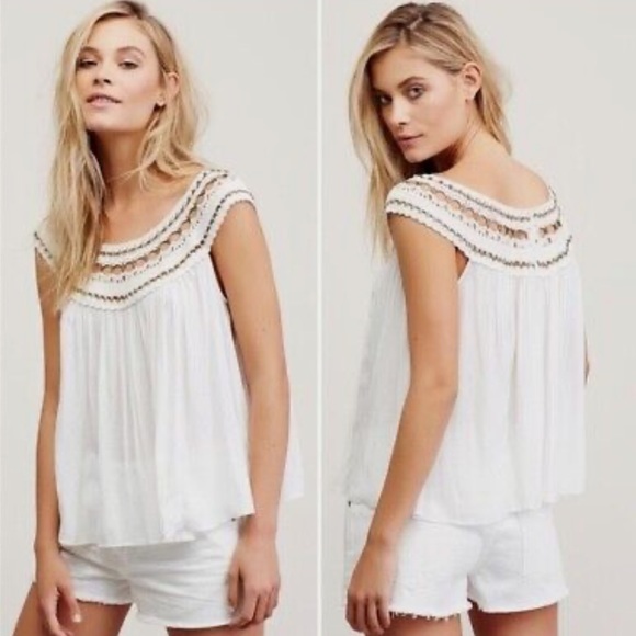 Free People Silky Flowy Bohemian Top - Picture 1 of 15